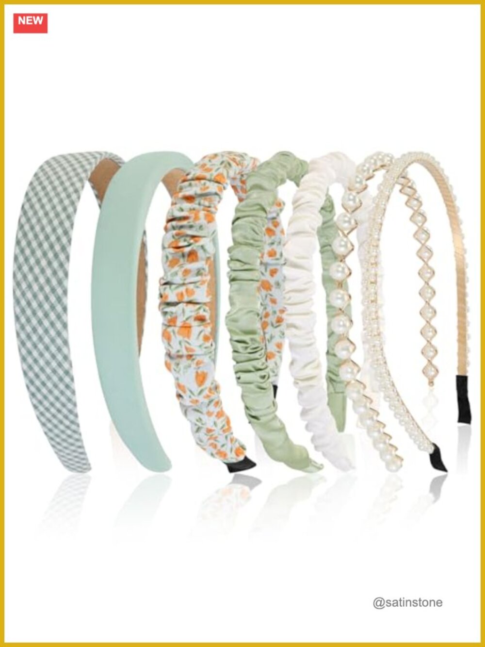 7 Pc Headbands for Women Girls Non Slip Pearl Floral Padded Wide Hair